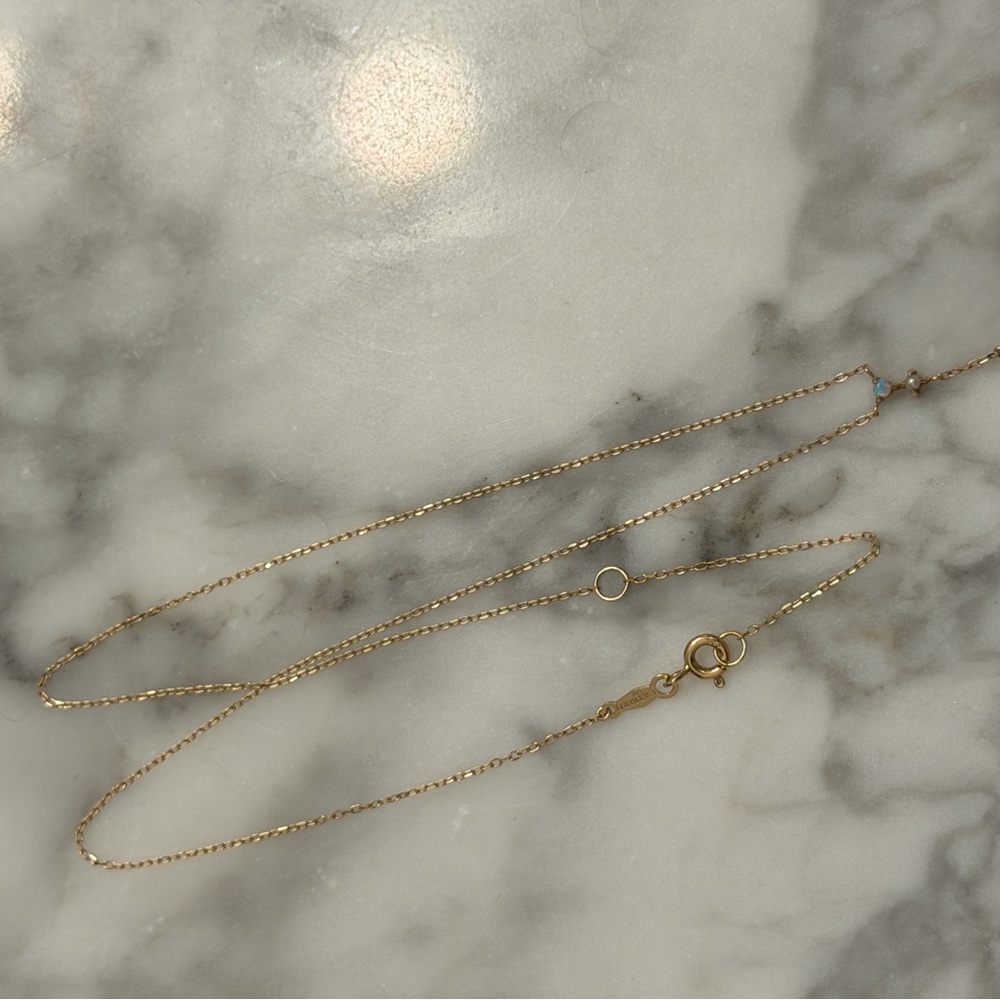 RARE Catbird Spring Fairy Opal Gold Necklace with Diamond Accent Lariat - Picture 5 of 13